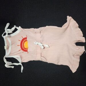 Kids Pink Sleeveless Romper with Rainbow Design